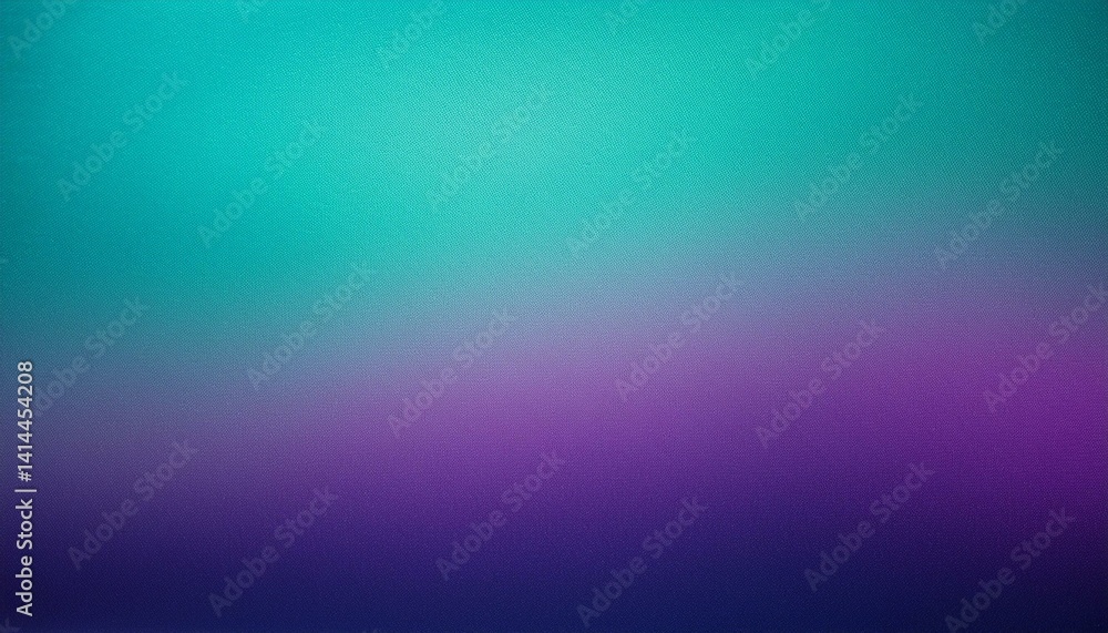 Fototapeta premium Grainy gradient background fading from teal to purple 