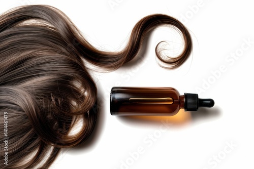 Natural hair care with herbal elixirs and silky strands on a bright backdrop