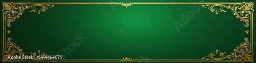 Luxurious green and gold invitation frame, intricate details , stylish, celebration, card