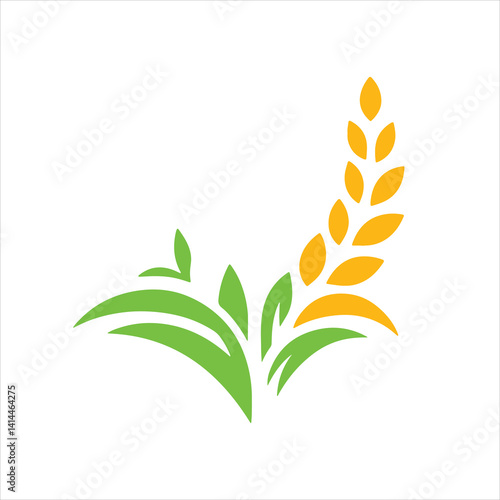 Organic Rice Plant Icon – Natural Agriculture and Farm Crop Symbol Isolated vector