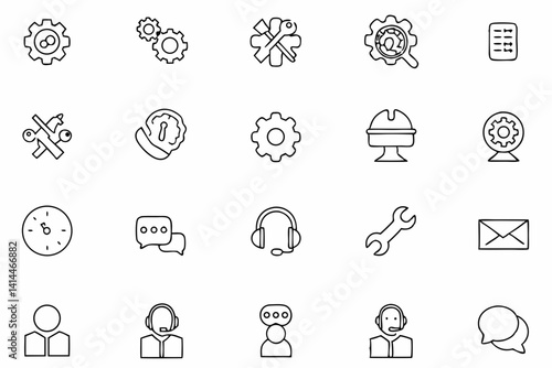 Customer Support Icons – Minimalist Line SVG for Help Desk & Service Design

