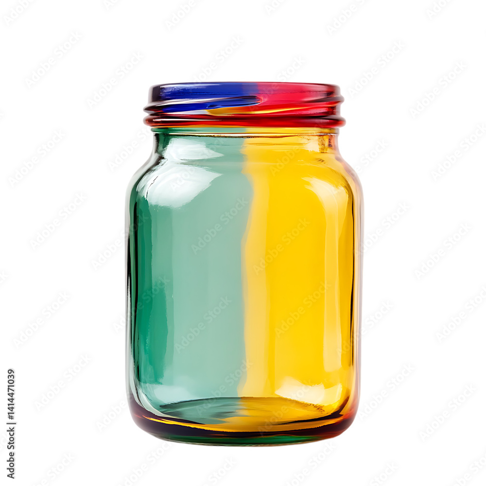 Colorful glass jar with a split design. Colorful glass jar with a split design.
