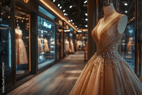 Evening gown in the shop window photo