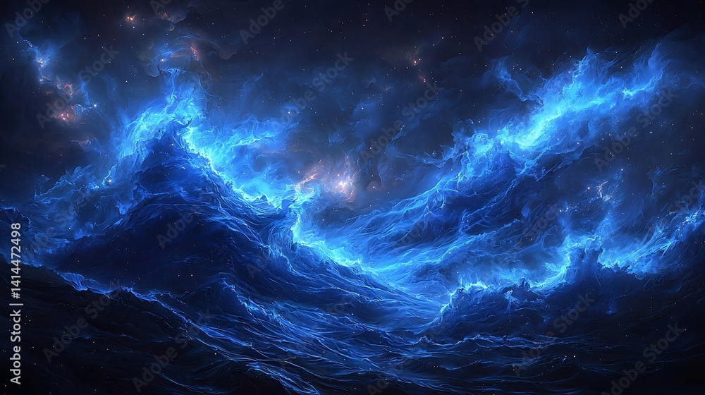 Cosmic blue nebula waves Cosmic blue nebula waves