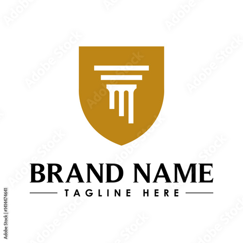 law badge logo with pillars of justice symbol concept, creative premium of lawyer and law office