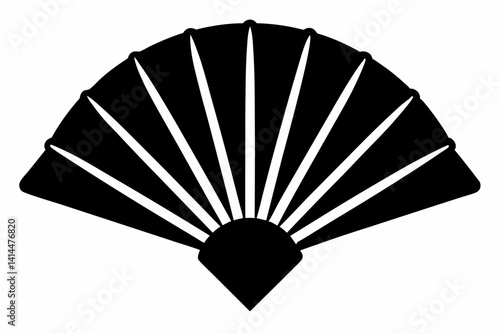 Hand Fan Silhouette Vector Illustration