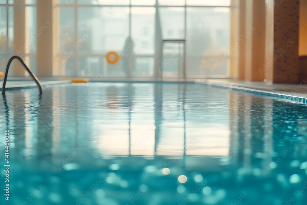 Elegant Indoor Swimming Pool with Large Windows Offering Tranquil Relaxation and Reflections Elegant Indoor Swimming Pool with Large Windows Offering Tranquil Relaxation and Reflections