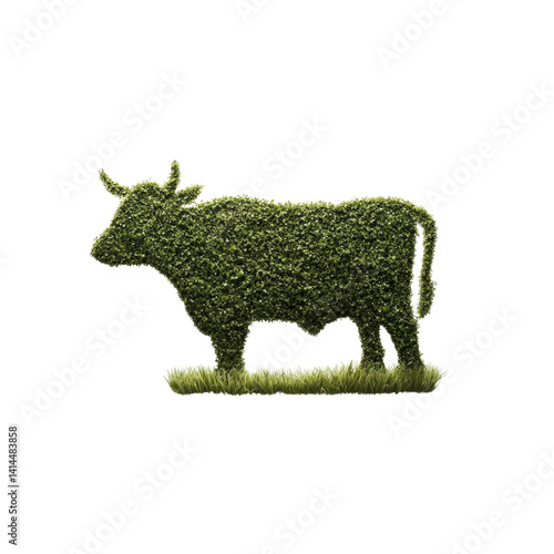 Lush Green Cow Shaped Topiary in Grass