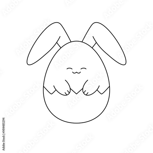 Easter Egg Bunny Rabbit Spring Cute Kawaii Outline Art