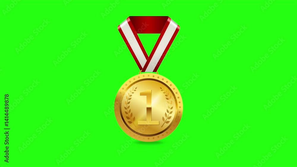 Introducing golden first place or position medal of the winner animation - Medal Animation on GreenScreen Introducing golden first place or position medal of the winner animation - Medal Animation on GreenScreen