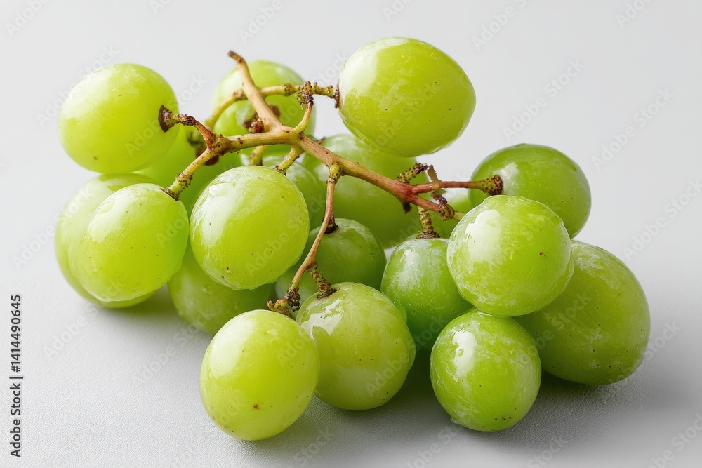 Bunch of fresh green grapes fruit closeup, healthy food isolated on white background Bunch of fresh green grapes fruit closeup, healthy food isolated on white background