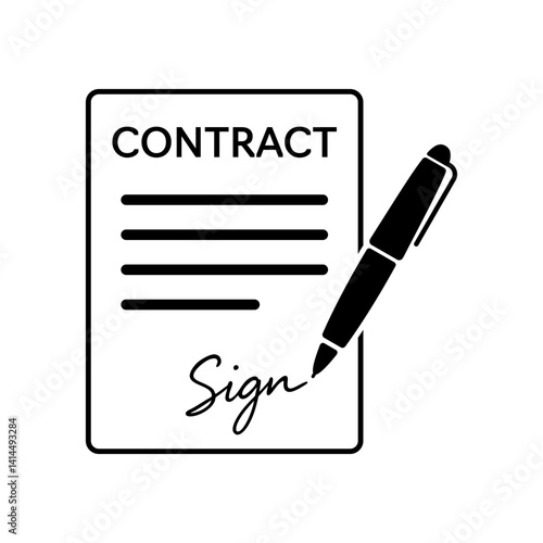 vector illustration of contract paper and a pen 