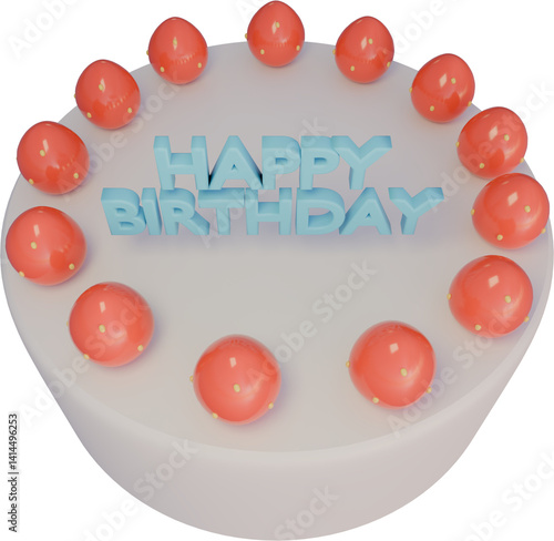 Strawberry Cake - Happy Birthday(png)