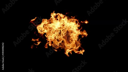3D Illustration overlay of fire in motion on black background