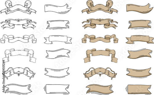 set of frames and border element vintage line art and coloring style vector illustration  
