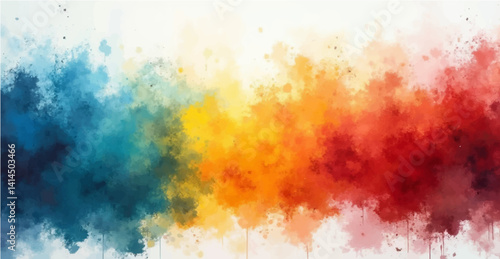 Vibrant gradient of primary colors, transitioning from deep blues and reds to bright yellows,brown black on a clean white background, creating a stunning visual effect.