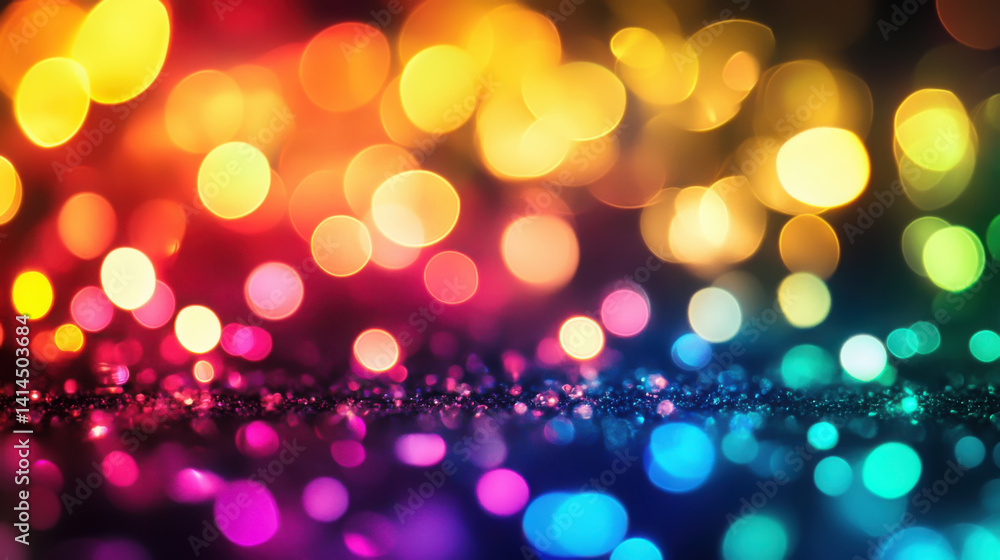 Fototapeta premium Vibrant colorful bokeh lights create a magical and dreamy atmosphere