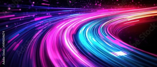 Abstract Speed of Light  Neon Trails in Cosmic Night