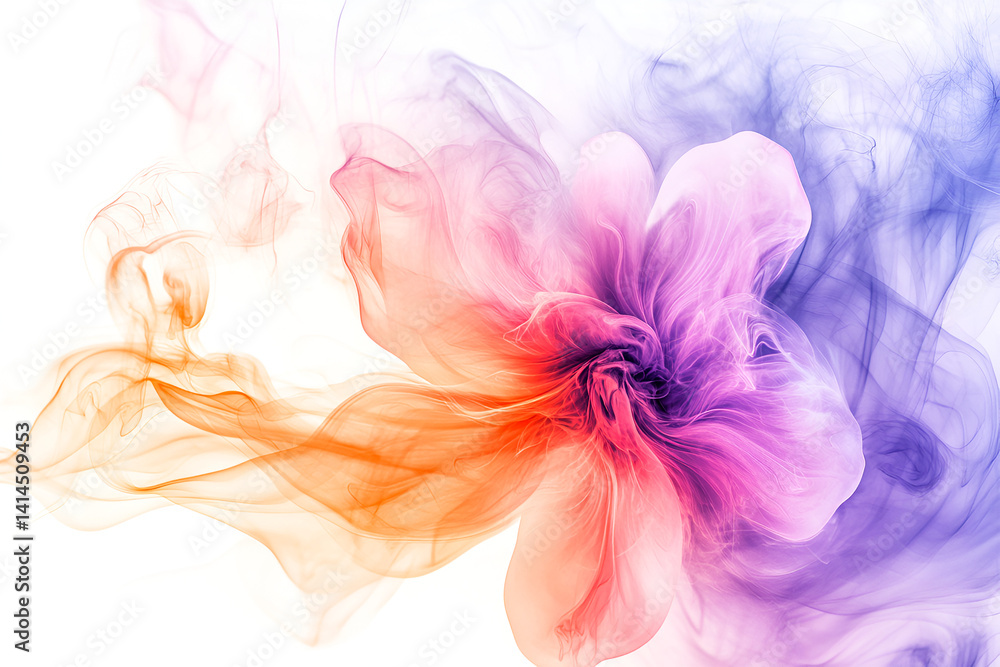Obraz premium Ethereal Smoke Flower Dreamlike Colors Swirling Petals Gentle Breeze