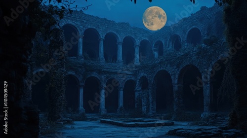 Enigmatic Moonlight Illuminates Ancient Ruins
