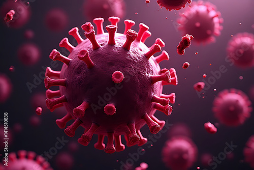 Covid-19 virus spread laboratory 3d model medical research close-up viral infection