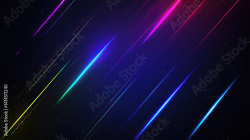 Colorful neon streaks over cosmic black background