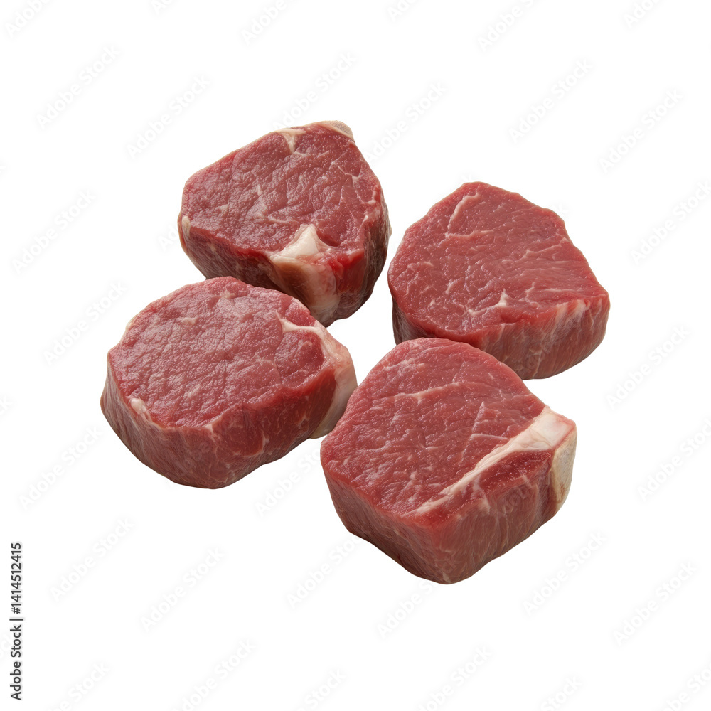 Four Raw Beef Filet Mignons Ready for Cooking Four Raw Beef Filet Mignons Ready for Cooking