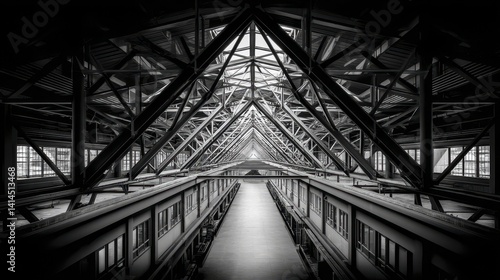 Dark black architectural framework strong-3 - skylight urban perspective Architecture city