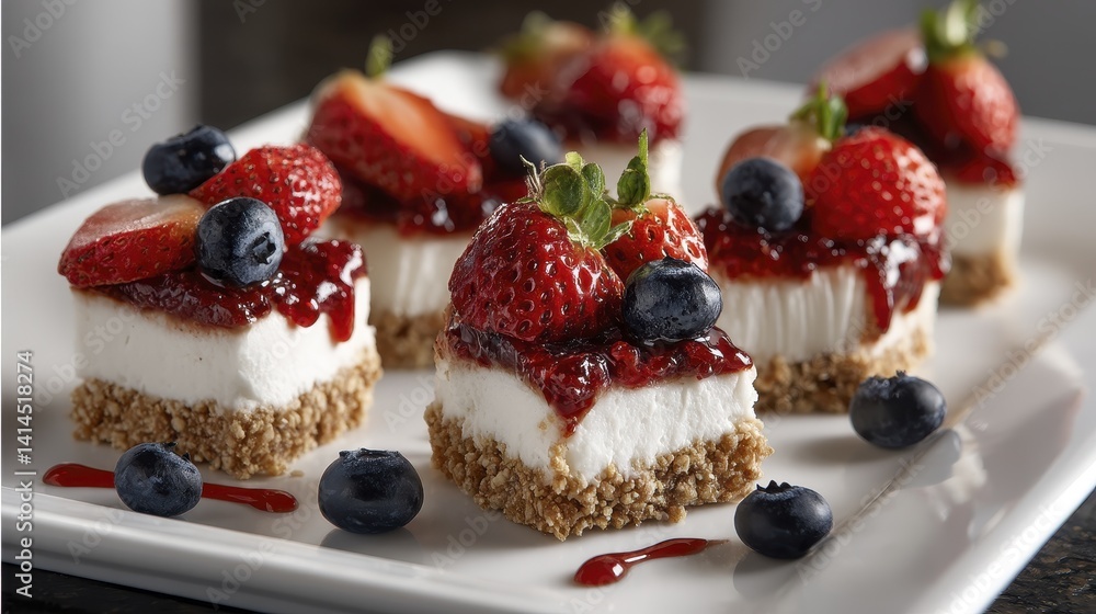 Individual mini tablet desserts arranged -3 - portion arrangement display Individual mini tablet desserts arranged -3 - portion arrangement display