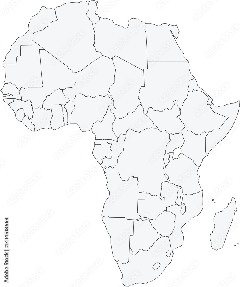 Obraz premium Detailed national location map of COMOROS within the great continent of Africa