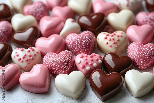 Assorted Heart-Shaped Chocolate Candies for Valentine's Day Celebration