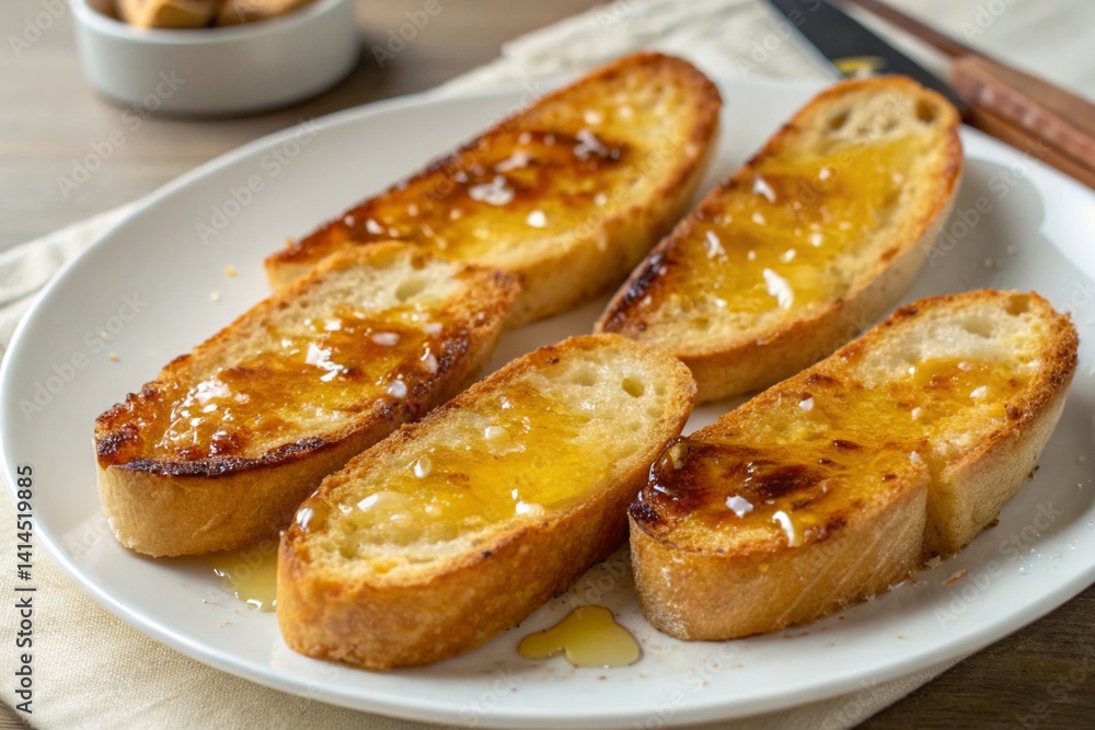 Caramelized butter baguette slices Caramelized butter baguette slices