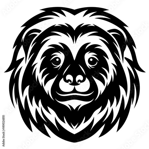 Black and white graphic illustration of a stylized wolverine head portrait