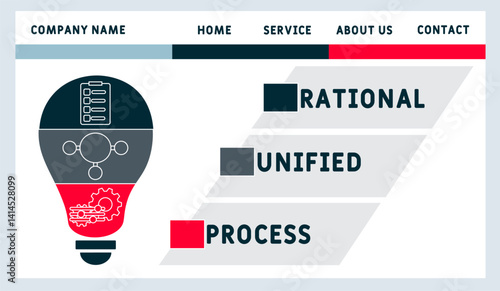 RUP - rational unified process acronym. business concept background. vector illustration concept with keywords and icons. lettering illustration with icons for web banner, flyer, landing	
