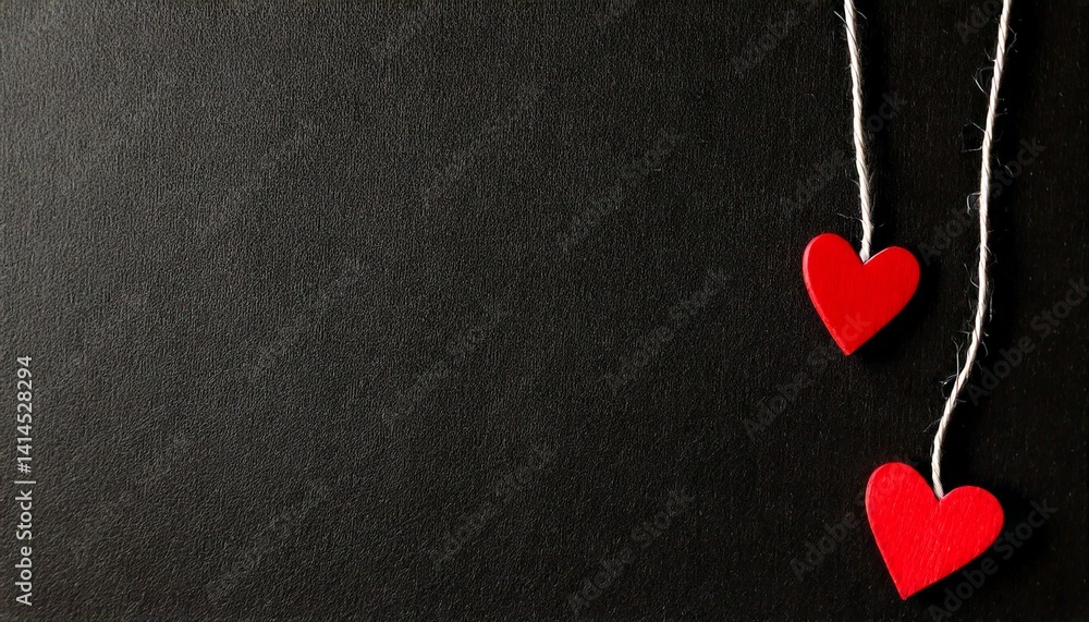 Obraz premium Handmade small paper hearts with strings .