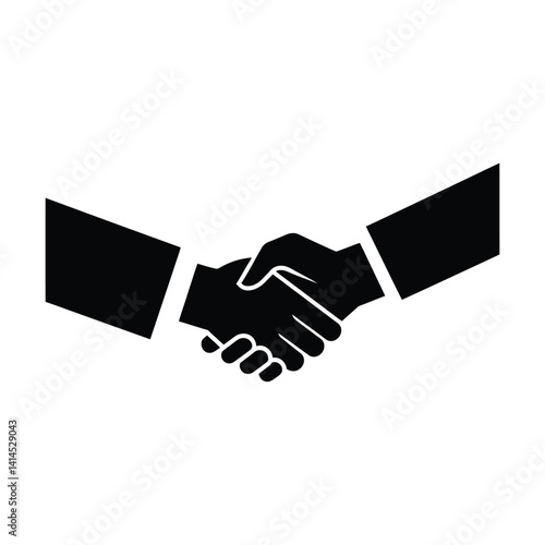 Business handshake solid icon black silhouette simple minimal vector