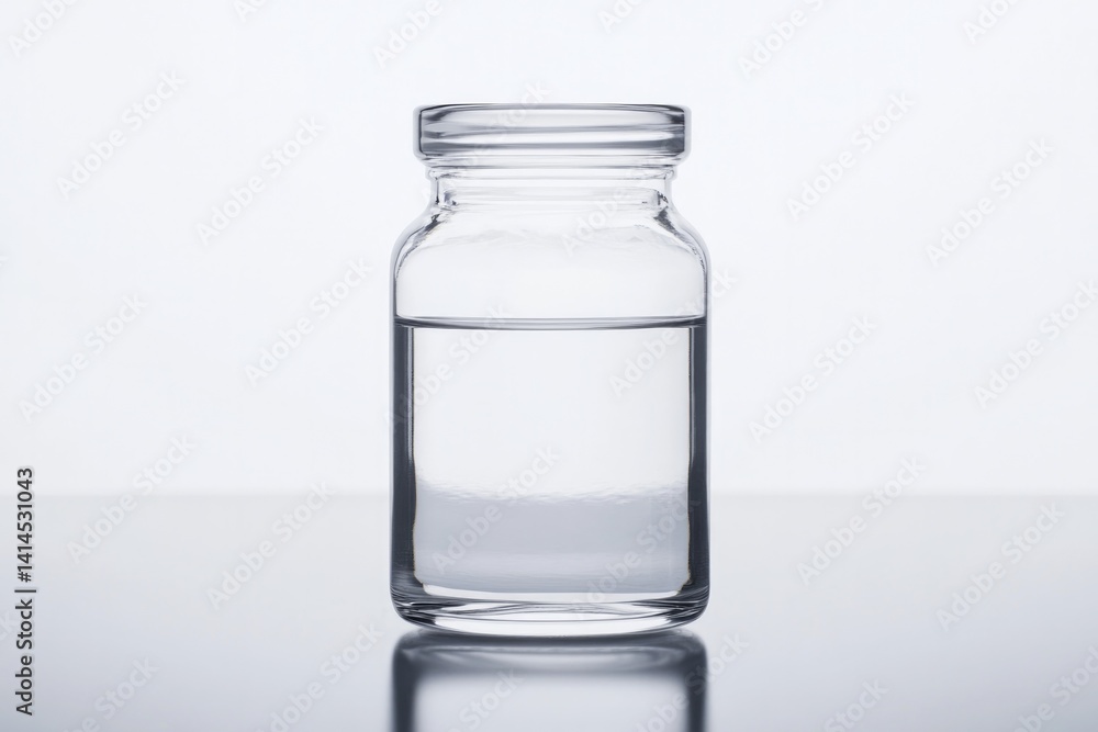 Transparent jar filled with clear water, showcasing simplicity a Transparent jar filled with clear water, showcasing simplicity a