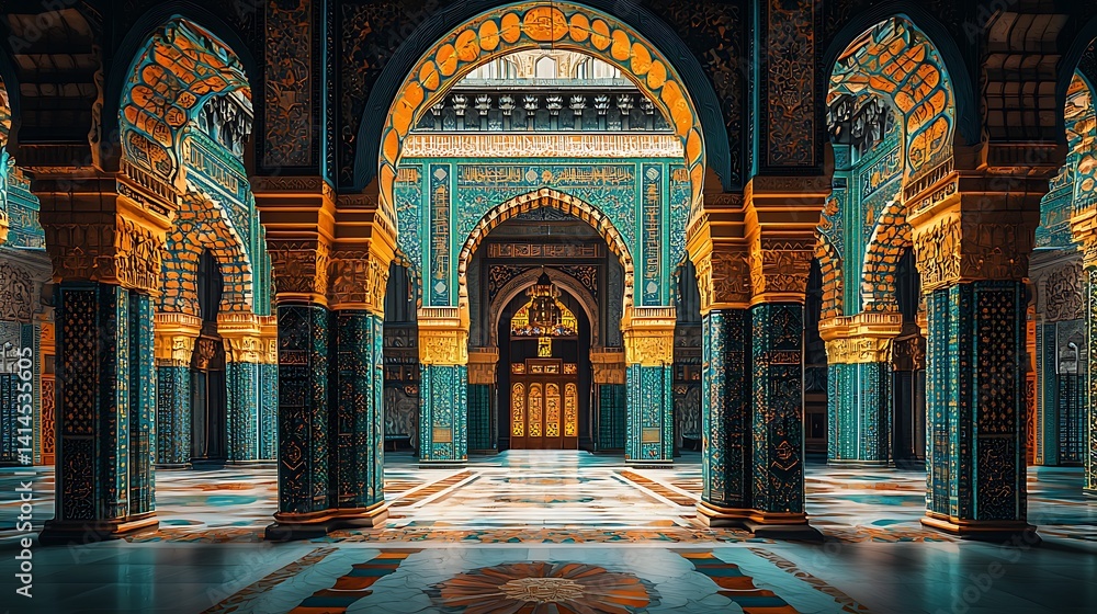 Obraz premium Ornate Islamic architectural hall with intricate details