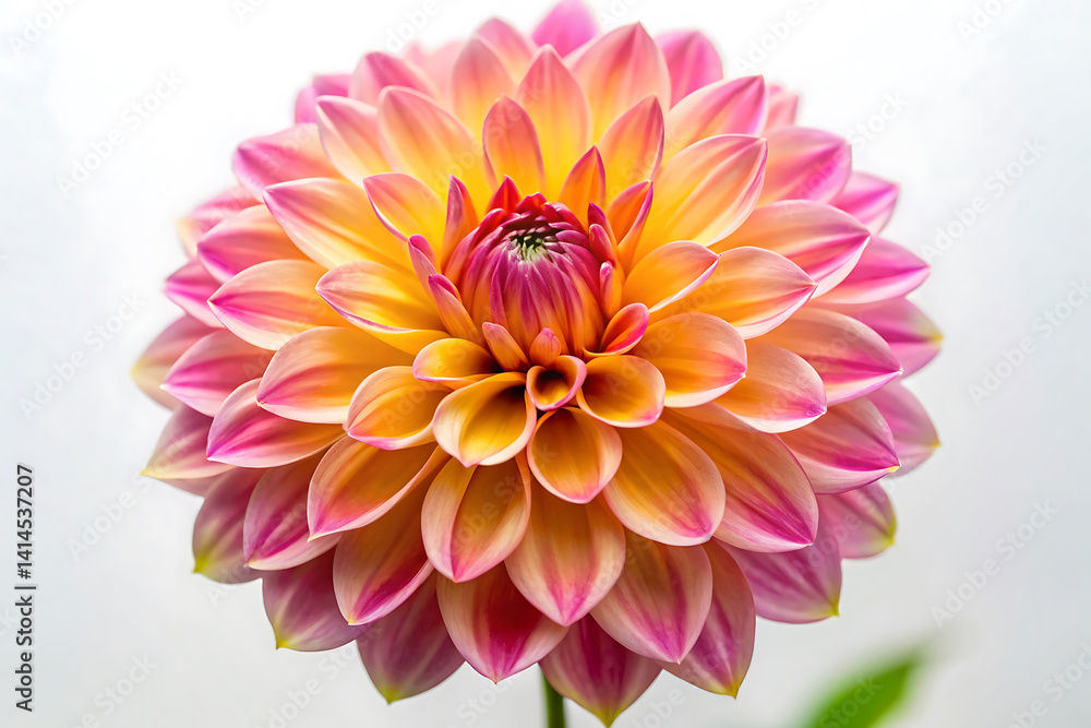 pink yellow blooming dahlia flower image isolated on white background pink yellow blooming dahlia flower image isolated on white background