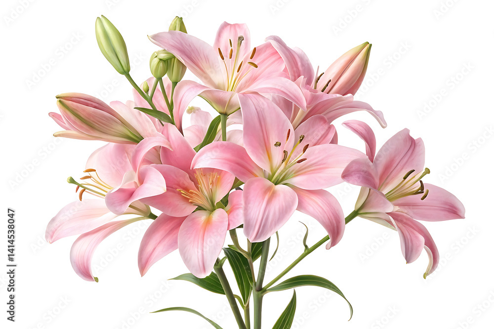 Fototapeta premium pink lily flower bouquet image isolated on white background