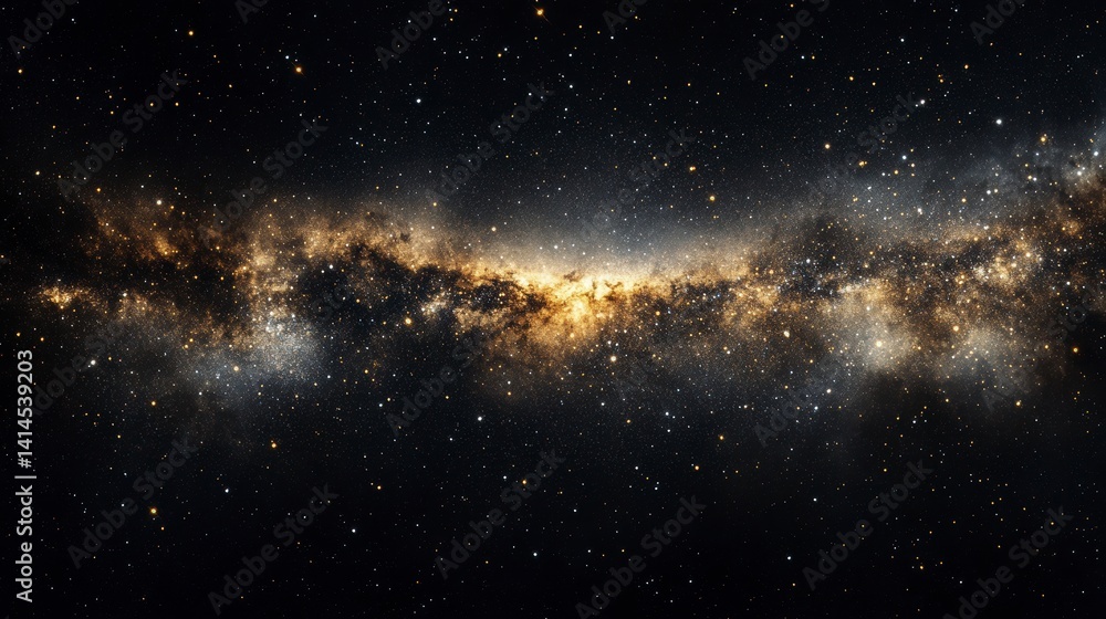Stunning panoramic view of the Milky Way galaxy, showcasing its vibrant colors and cosmic dust. Stunning panoramic view of the Milky Way galaxy, showcasing its vibrant colors and cosmic dust.