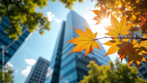 Autumn Maple Leaves - City View