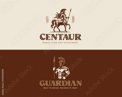 Vintage classic Sagittarius logo Centaur Archer logo template