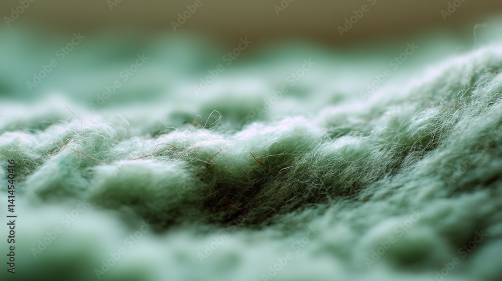 A textured green surface, soft and intricate, showcases the tactile richness and inviting comfort of plush textile.