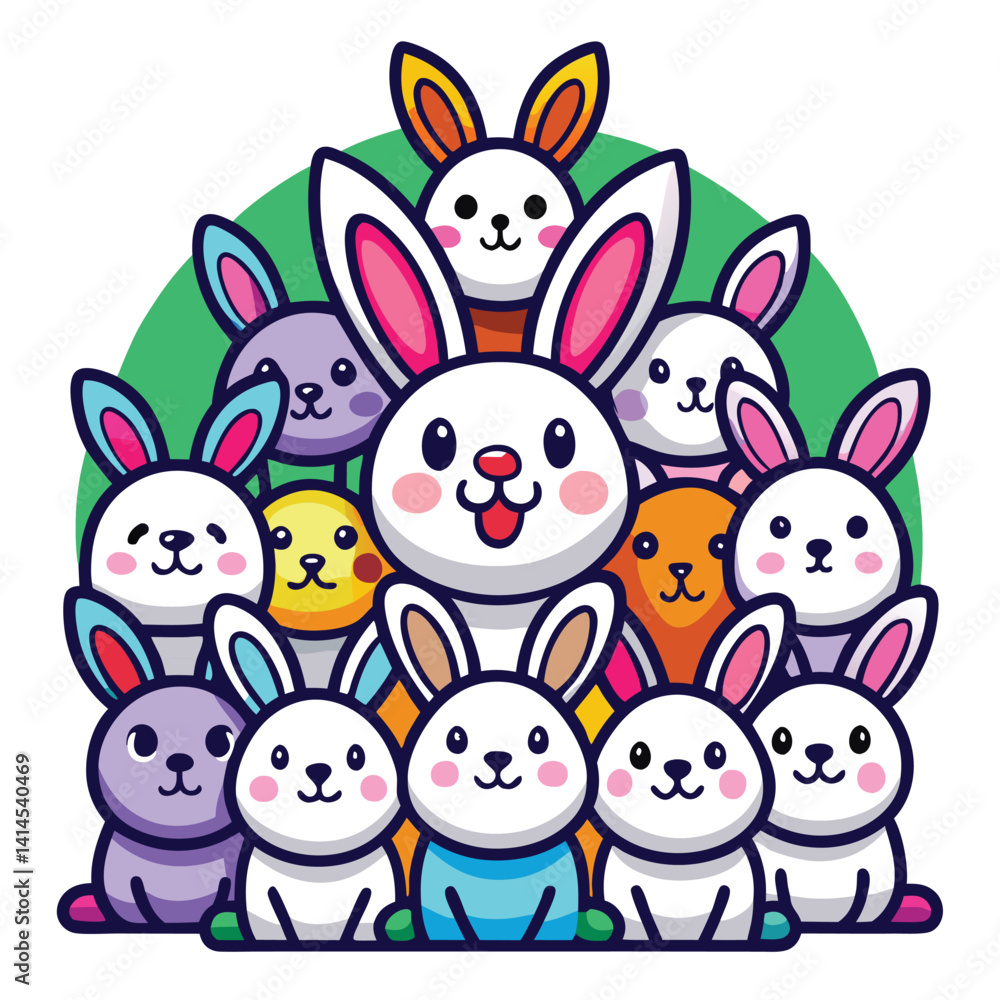 Cute Cartoon Rabbits and Animals Group Cute Cartoon Rabbits and Animals Group
