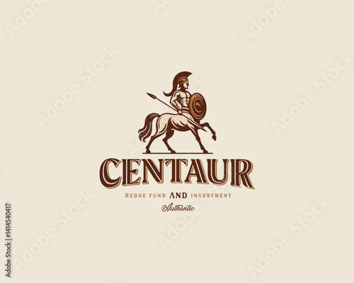Vintage classic Sagittarius logo Centaur Archer logo template