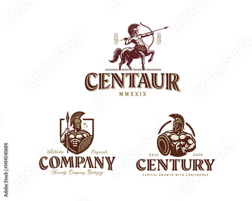 Vintage classic Sagittarius logo Centaur Archer logo template