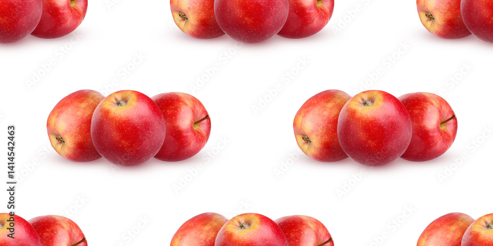 Red apples forming seamless pattern isolated on white background Red apples forming seamless pattern isolated on white background