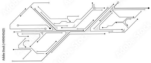 Vector Technology black circuit diagram concept. Abstract technology on white background. High-tech circuit board .