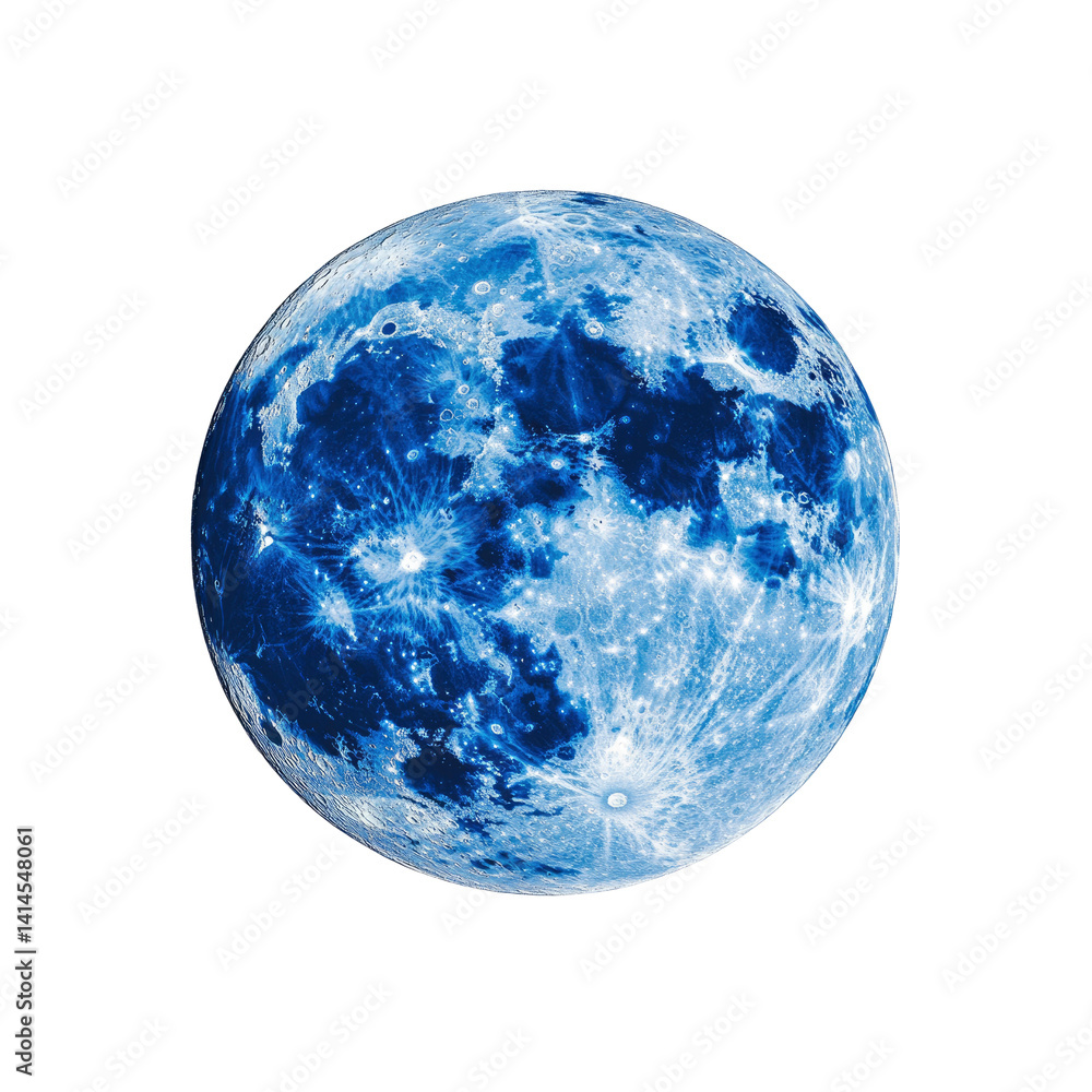 Mystical Blue Moon Celestial Orb in the Night Sky Mystical Blue Moon Celestial Orb in the Night Sky